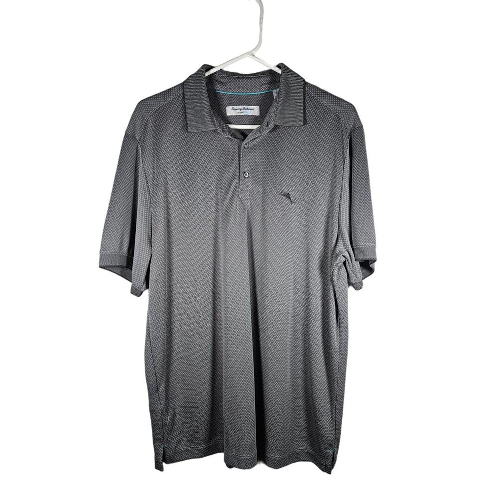 Tommy Bahama Island‎ Zone Men's Short Sleeve Polo Gray size Large Coolmax